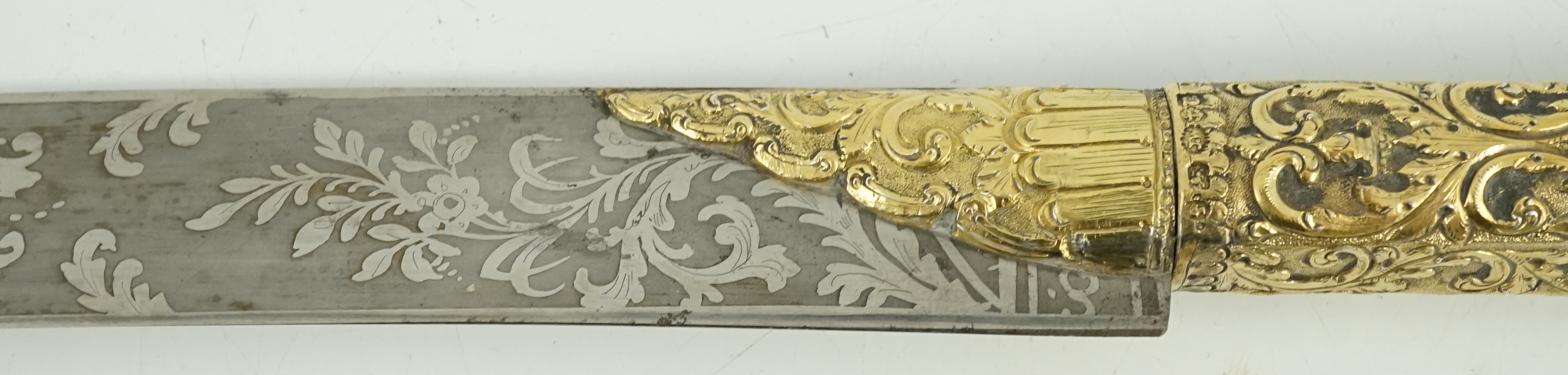 An early Victorian silver gilt handled dagger and scabbard by Joseph Wilmore